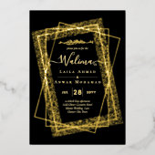 GOLD FOIL Lijst Tekst Nikah Walima Islamic Wedding Folie Uitnodiging (Voorkant)