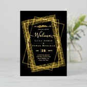 GOLD FOIL Lijst Tekst Nikah Walima Islamic Wedding Folie Uitnodiging (Staand Voorkant)