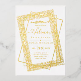 GOLD FOIL Lijst Tekst Nikah Walima Islamic Wedding Folie Uitnodiging