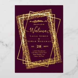 GOLD FOIL Lijst Tekst Nikah Walima Islamic Wedding Folie Uitnodiging