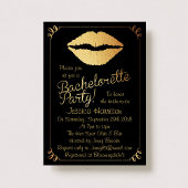 Gold Foil Lips Bachelorette Party Kaart