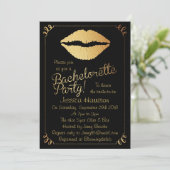 Gold Foil Lips Bachelorette Party Kaart (Staand voorkant)
