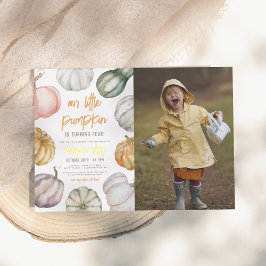 Gold Foil Little Pumpkin Boho Birthday Foto Folie Uitnodiging