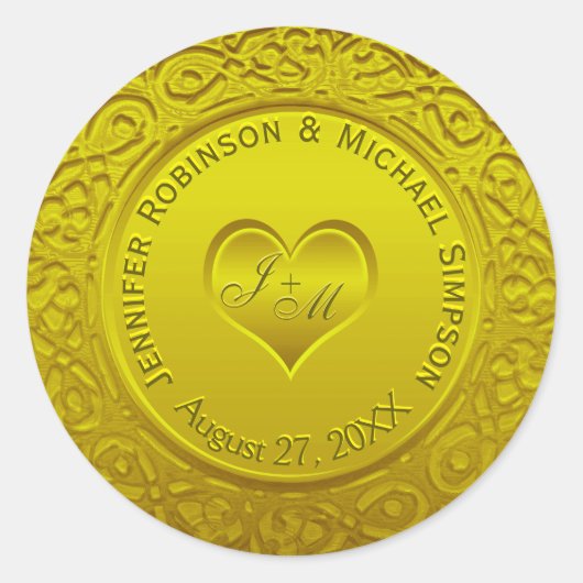 Gold Foil look Classic Round Sticker (Voorkant)