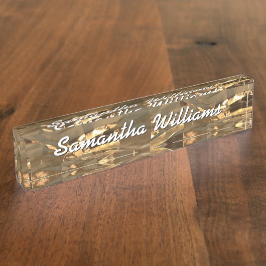Gold Foil look Custom Desplate Naambordje (Zijkant)