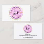 Gold Foil look en roze Waterverf Curved Text Visitekaartje (Voorkant / Achterkant)