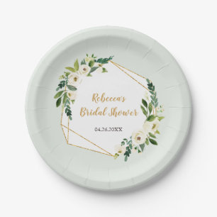 Gold Foil look Geometric Lijst and Flowers Party Papieren Bordje