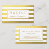 Gold Foil look Makeup Typografie en White Stripes Visitekaartje (Voorkant / Achterkant)