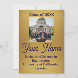 Gold Foil Look Minimalist Graduation Announcement  Aankondiging