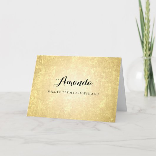 Gold Foil Look Stars Confetti Be My Bridesmaid (Voorkant)