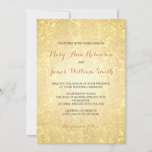 Gold Foil Look Stars Confetti Wedding Kaart (Voorkant)