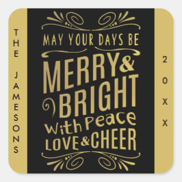 Gold Foil Look Typografie Vakantie Stickers