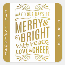 Gold Foil Look Typografie Vakantie Stickers