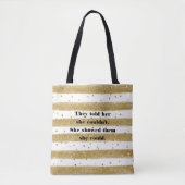 Gold Foil LOOK, White, Stripes, Confetti Canvas ta Tote Bag (Voorkant)