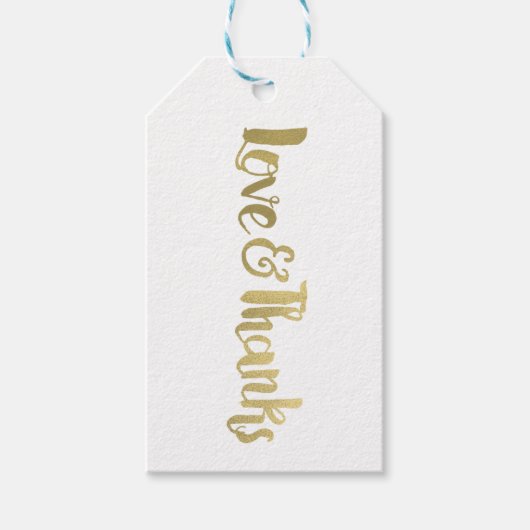 Gold Foil Love & Bedankt Fat Thick Script Hartelij Cadeaulabel (Voorkant)