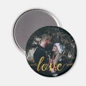 Gold Foil Love Calligraphy Custom Photo Magnet (Voorkant / Achterkant)