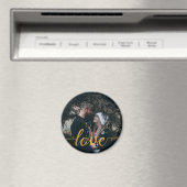 Gold Foil Love Calligraphy Custom Photo Magnet (Insitu (Vaatwasser))