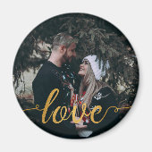 Gold Foil Love Calligraphy Custom Photo Magnet (Voorkant)