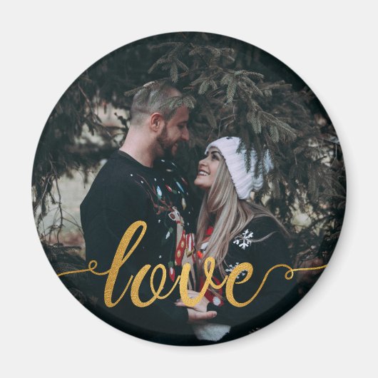 Gold Foil Love Calligraphy Custom Photo Magnet (Voorkant)