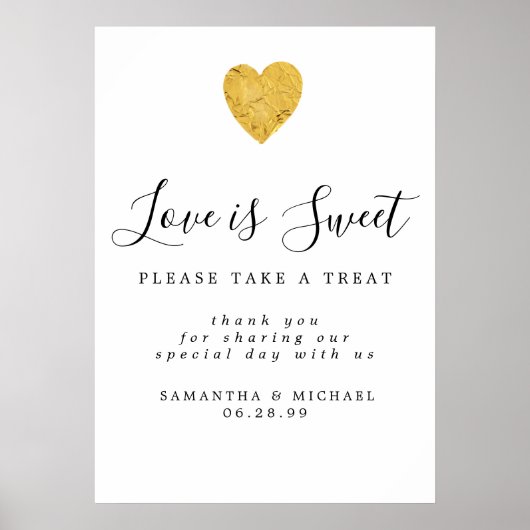 Gold Foil Love is Sweet Weddenschap-dessert Bar Poster (Voorkant)