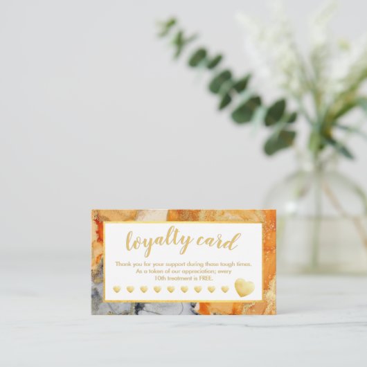 Gold Foil Loyalty Card Oranje grijs Abstract (Staand voorkant)