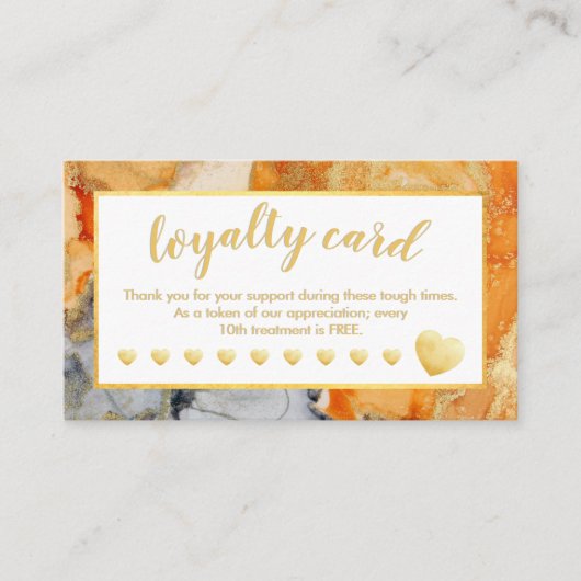 Gold Foil Loyalty Card Oranje grijs Abstract (Voorkant)