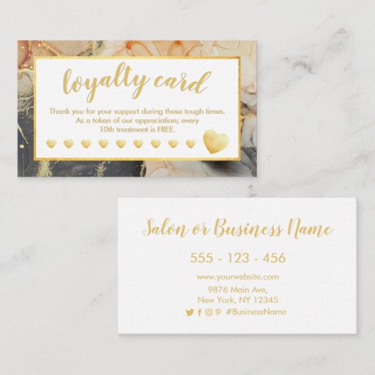 Gold Foil Loyalty Card Oranje grijs zwart (Voorkant / Achterkant)