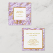 *~* Gold Foil Luxe Lavender Marble Modern Girly Vierkante Visitekaartje (Voorkant / Achterkant)