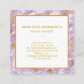 *~* Gold Foil Luxe Lavender Marble Modern Girly Vierkante Visitekaartje (Achterkant)