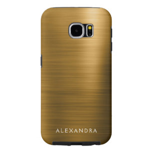 Gold Foil Luxury Metallic Monogram Naam Samsung Galaxy S6 Hoesje