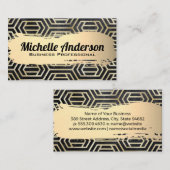 Gold Foil Luxury Modern Geometric Pattern Visitekaartje (Voorkant / Achterkant)