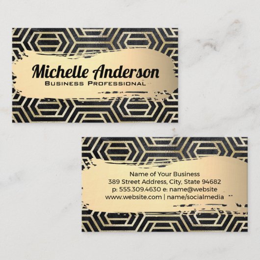 Gold Foil Luxury Modern Geometric Pattern Visitekaartje (Voorkant / Achterkant)