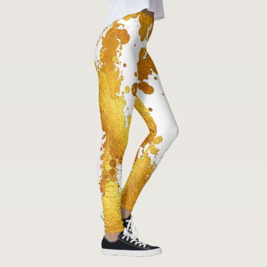 Gold Foil Luxury Paint Splatter Splash Abstract Leggings (Rechts)