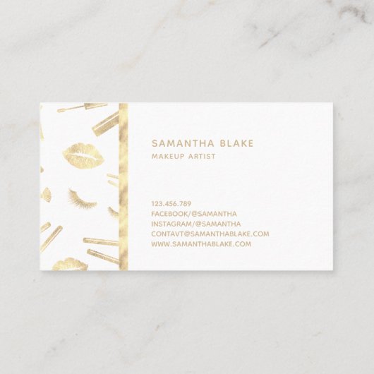 GOLD FOIL make-up artist wimpers lippen lippenstif Visitekaartje (Achterkant)