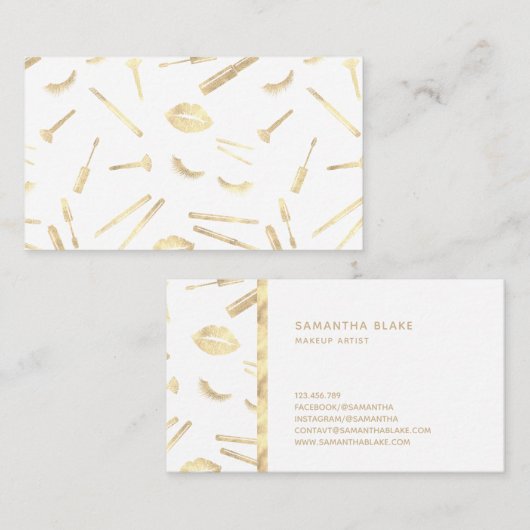 GOLD FOIL make-up artist wimpers lippen lippenstif Visitekaartje (Voorkant / Achterkant)