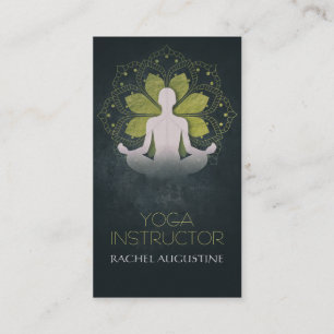 Gold Foil Mandala Floral & Yoga Meditation Pose Om Visitekaartje