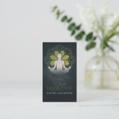 Gold Foil Mandala Floral & Yoga Meditation Pose Om Visitekaartje (Staand voorkant)