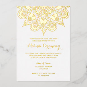 Gold Foil Mandala Mehndi Ceremony Folie Uitnodiging