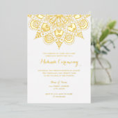 Gold Foil Mandala Mehndi Ceremony Folie Uitnodiging (Staand Voorkant)
