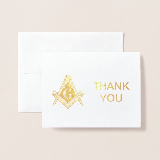 Gold Foil Masonic Freemasonry Thank you Folie Kaarten (Voorkant met envelop)