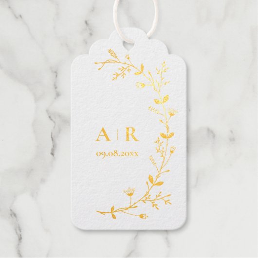 Gold Foil Meandering Vine Wedding Favor Cadeaulabels (Voorkant)