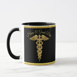 Gold foil medisch waarschuwingsbord mok