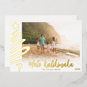 Gold Foil Mele Kalikimaka Fotokaart Folie Feestdagenkaart