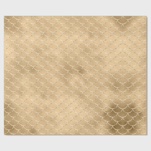 Gold Foil Mermaid Pattern Texture Celebration Cadeaupapier (Vlak)