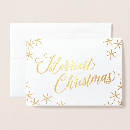 Gold Foil Merriest kerststars Wenskaart Folie Kaarten (Voorkant met envelop)