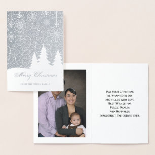 Gold Foil Merry Christmas Foto Wenskaart Folie Kaarten