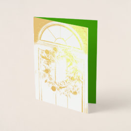 Gold Foil Merry Christmas Wreath wenskaart Folie Kaarten