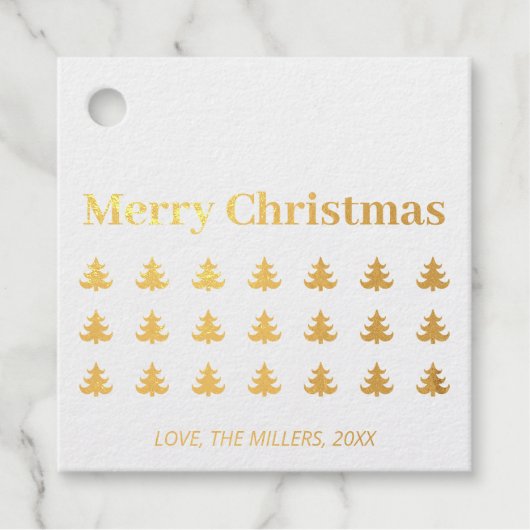 Gold Foil Merry kerstfeestdag cadeautjes Labels (Voorkant)