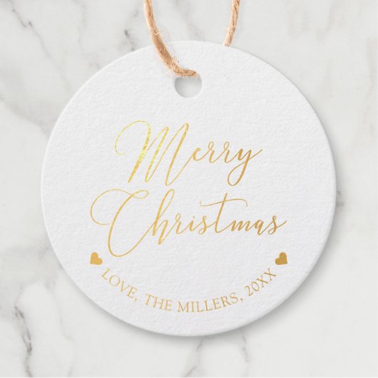 Gold Foil Merry kerstfeestdag cadeautjes Labels (Voorkant)