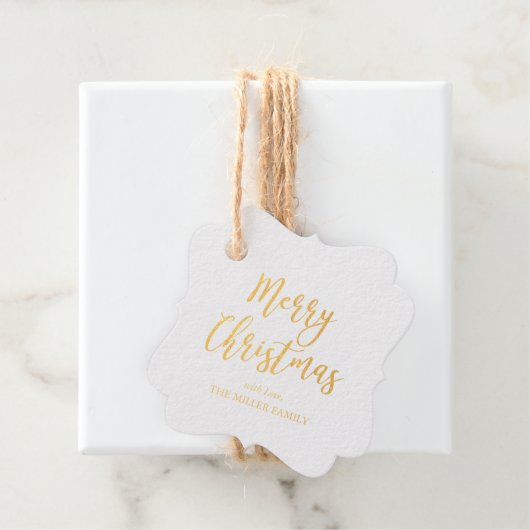 Gold Foil Merry kerstfeestdag cadeautjes Labels (Met doos)